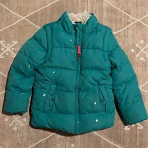 Mini Boden cozy coat with detachable sleeves size 6-7